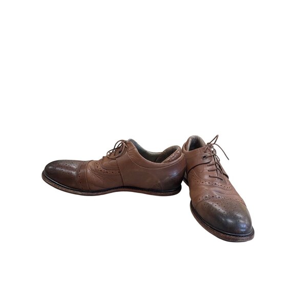 Tsubo Mens Brown Leather Cap Toe Oxford Dress Shoes Size 12 SKU 8429 - Picture 2 of 16